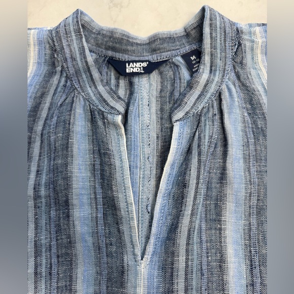 Lands’ End  Women’s Linen Dolman Sleeve Peasant Above Knee Dress Blue Sz.Med - Picture 4 of 8